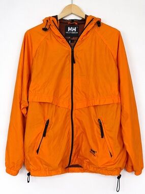 Helly Hansen Orange Windbreaker Jacket XL Lightweight Hooded Outdoor